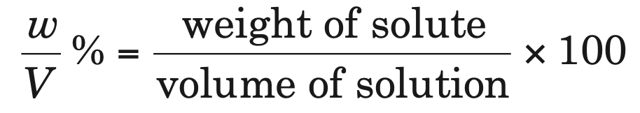 percentage of mass by volume